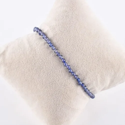 Miniatura 55 de Natural Gemstone Micro Round Beads Dainty Choker Bangle Bracelet, Handmade Jewelry for Women, Healing Chakra Crystals Silver Plated Chain 8 inch
