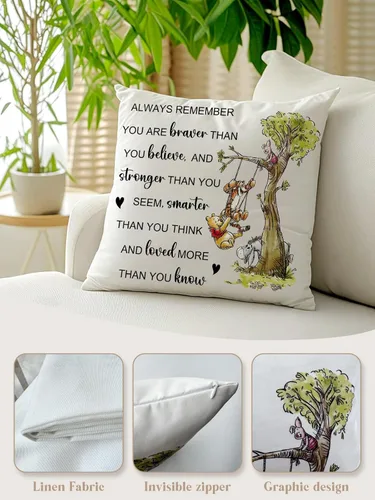 Miniatura 5 de Funda de almohada con texto en inglés "You're Braver Than You Believe" (You're Braver Than You Believe) - Funda de almohada cuadrada para sofá