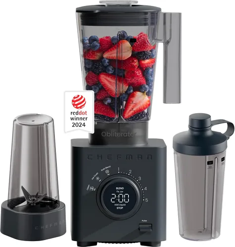 Miniatura 12 de Chefman Obliterator - Licuadora de encimera de 48 onzas para batidos, motor de 1380W para triturar hielo, nueces y fruta congelada con cuchilla