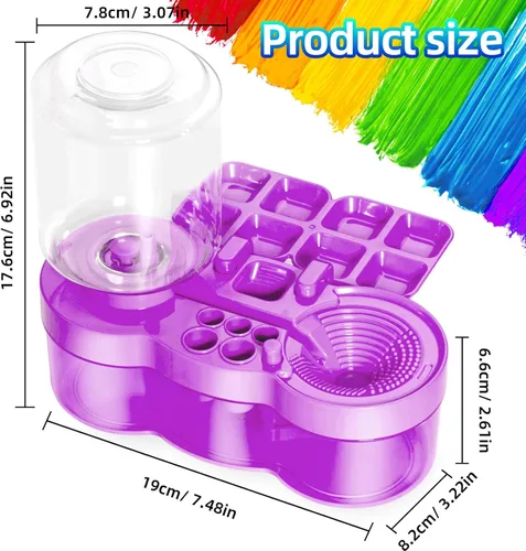 Miniatura 4 de Paint Brush Cleaner with Paint Tray, Upgraded 6-in-1 Painting Washer with Drain and Brush Holder, Water Circulation Painting Supplies for Acrylic