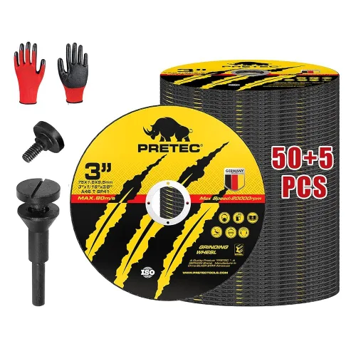 Miniatura 10 de Ruedas de corte de 5", PRETEC 50+5 Pack de rueda de corte de metal, discos de corte rápido delgados de 125mm de metal y acero inoxidable