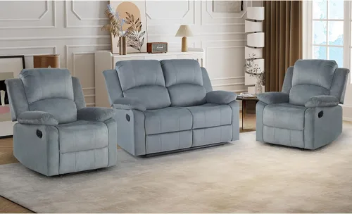 Miniatura 9 de CANMOV Juego de sillas reclinables manuales de 2, sofá individual de tela suave y tapizado para sala de estar y dormitorio, mecanismo reclinable