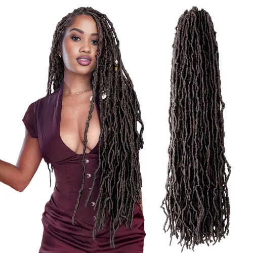 Miniatura 46 de Niseyo Rastas de pelo sintético de ganchillo de 24 pulgadas, 6 paquetes de extensiones de cabello sintético lacio de ganchillo largo