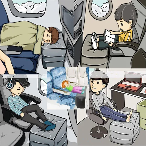 Miniatura 5 de Almohada inflable de viaje para pies y piernas con altura ajustable para avión, automóvil, autobús, tren, oficina, campamento y niños para dormir
