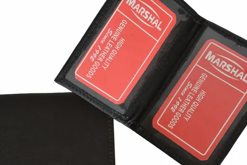 Miniatura 4 de MARSHAL Cartera delgada de cuero para tarjeta de crédito, tarjeta de crédito, soporte plegable para licencia de conducir, caja fuerte