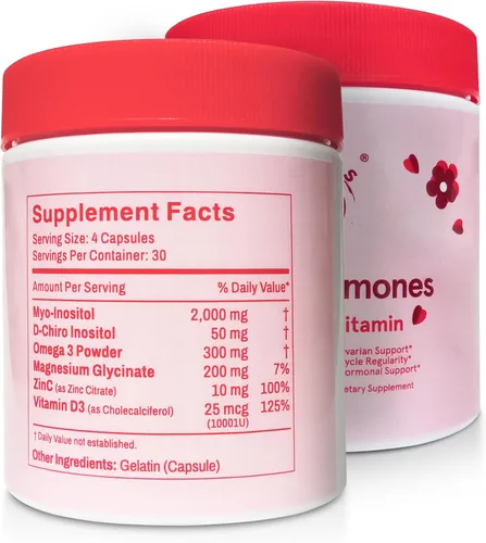 Miniatura 8 de Hormonas Felices • Multivitaminas para PCOS para Mujeres – Inositol Myo & D-Chiro 40:1, Omega-3, Vitamina D3, Zinc y Magnesio • Equilibrio Hormonal