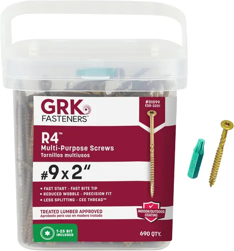 Miniatura 20 de GRK Fasteners R4™ # 9 x 1-1/2 pulgadas, tornillos de marco multiusos, 820 piezas, revestimiento Climatek™ resistente a la corrosión, vallas