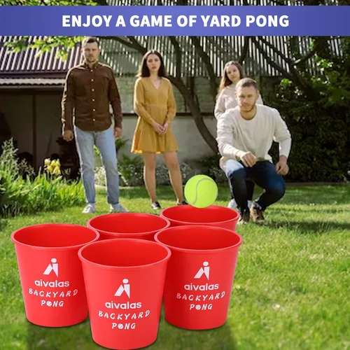 Miniatura 6 de Aivalas Yard Pong Outdoor Games, Giant Yard Games Set with 12 Buckets and Balls for Adults and Family, Toss Game Throwing Games for Beach, Camping