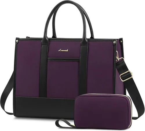 Miniatura 11 de LOVEVOOK Bolso para laptop y bolsa de mano para mujeres, bolso de trabajo de 15.6 pulgadas, gran bolso profesional para maestra, liviano, bolso
