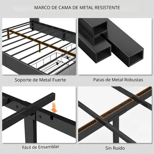 Miniatura 8 de Doltoro - Base de cama Queen con cabecero y 2 cajones de almacenamiento, base de cama tapizada con respaldo de alas tamaño Queen con estación