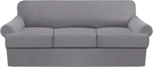 Miniatura 44 de Juego de fundas para sillas con cojines en T de 2 piezas, funda de sofá elástica para sillones y sillas con cojines en T
