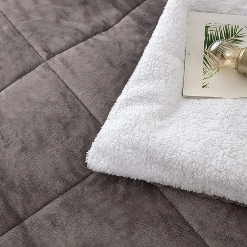 Miniatura 4 de Seward Park Juego de edredón Sherpa gris tamaño Twin XL, ropa de cama suave y cálida para todas las estaciones, manta de otoño de forro polar