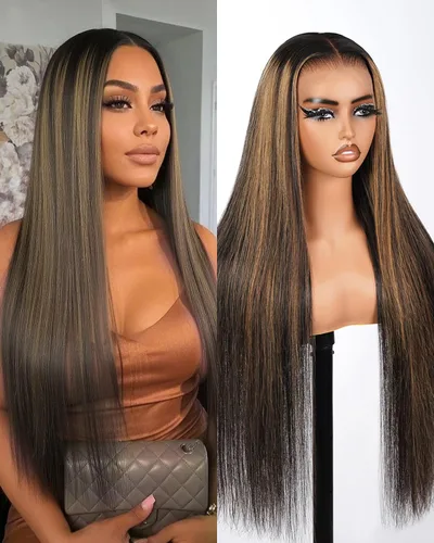 Miniatura 14 de Peluca Balayage Wear and Go sin pegamento, predepilada 12A, densidad del 220%, encaje frontal, peluca de cabello humano 6x5, precortada, pelucas