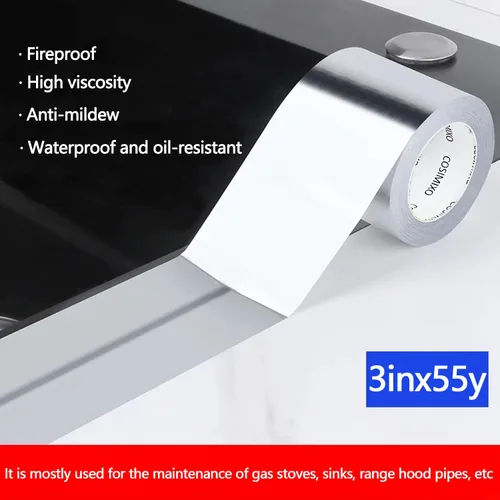 Miniatura 2 de Cinta adhesiva de papel de aluminio plateado COSIMIXO 3 pulgadas x 55 yardas, resistente, sellado y parcheado de alta temperatura, perfecta