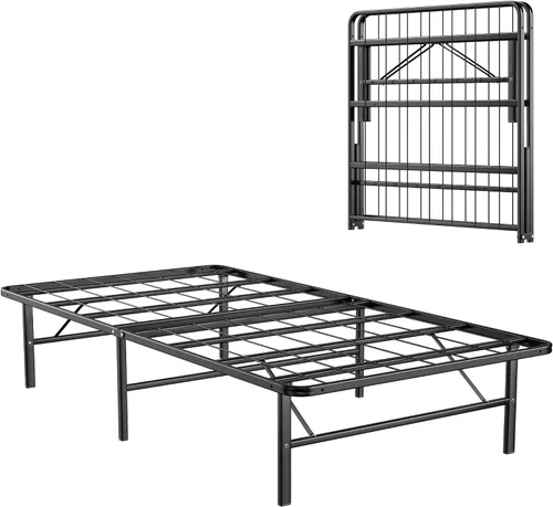 Miniatura 11 de KOMFOTT Base de cama de plataforma metálica de tamaño individual de 14 pulgadas, base de cama metálica resistente con espacio de almacenamiento