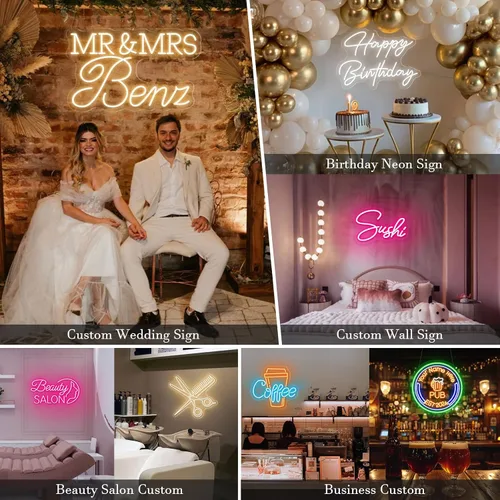 Miniatura 2 de Letrero de neón personalizado, luz de neón LED regulable personalizada, letrero de neón personalizable para decoración de pared, boda, fiesta