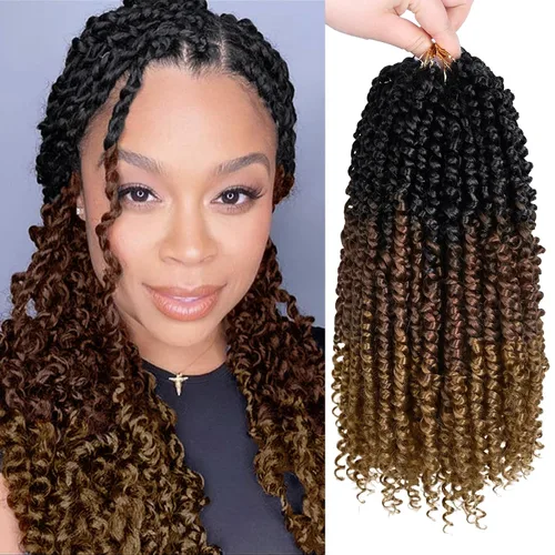 Miniatura 30 de Pelo de Passion Twist – 8 paquetes de 18 pulgadas Passion Twist Crochet para mujeres, cabello rizado pretrenzado Passion Twists extensiones de #2