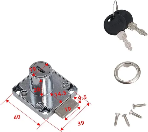Miniatura 2 de Cerradura de cajón con leva cilíndrica, cerradura de hardware para muebles, aleación de zinc 138-22, cerradura de armario de escritorio con llaves