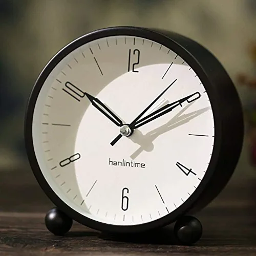 Miniatura 4 de Reloj despertador analógico, reloj de escritorio pequeño fácil de configurar, sin tictac, con luz nocturna, despertador súper silencioso alimentado