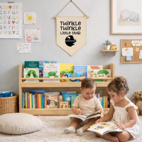 Miniatura 4 de Twinkle Twinkle Little Star - Bandera colgante de lona para pared, regalo para bebé, niños, guardería, habitación de niños, sala de juegos, pancarta