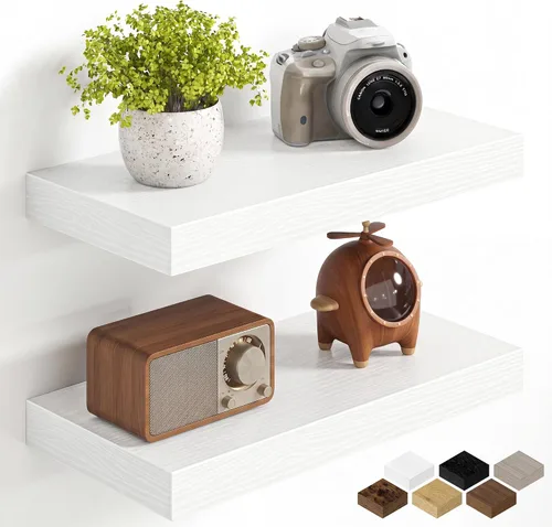 Miniatura 55 de Fun Memories Estantes flotantes de 16 pulgadas para pared, estantes de 8 pulgadas de profundidad para baño, dormitorio, cocina, montaje en pared