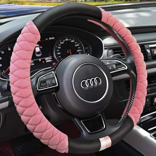 Miniatura 6 de HAOKAY - Funda para volante de invierno de felpa suave con tamaño universal de 15.0 in Gris