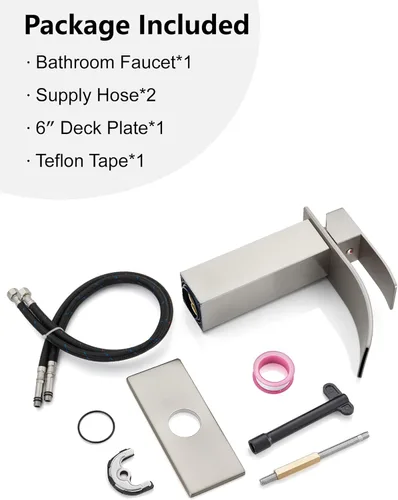 Miniatura 9 de Midanya Grifo de baño con boquilla de cascada de una sola manija, grifo de lavabo de baño de 1 agujero, moderno grifo de lavabo de lavabo de RV