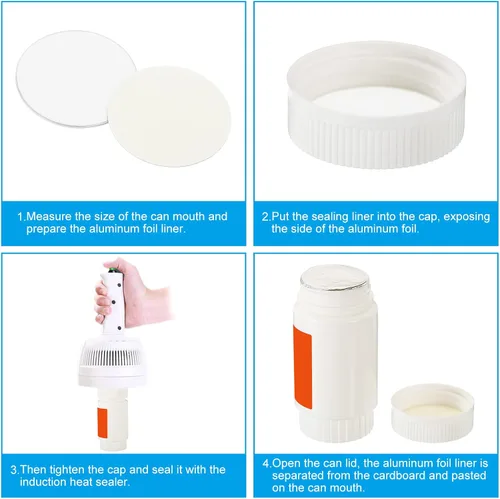 Miniatura 4 de PATIKIL Revestimiento de tapa de papel de aluminio de 0.709 in/0.7 pulgadas, 100 revestimientos de sellado térmico resistentes por inducción