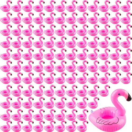 Paquete de 200 soportes inflables para bebidas de flamenco, flotadores de bebidas de flamenco rosa, posavasos flotantes para bañera de hidromasaje,