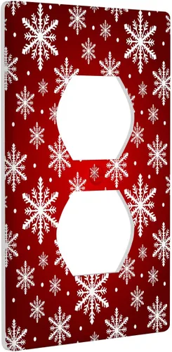 Miniatura 2 de Cubierta de interruptor de luz dúplex de 1 banda, cubierta decorativa de Navidad con copos de nieve rojos, placa frontal decorativa para cocina