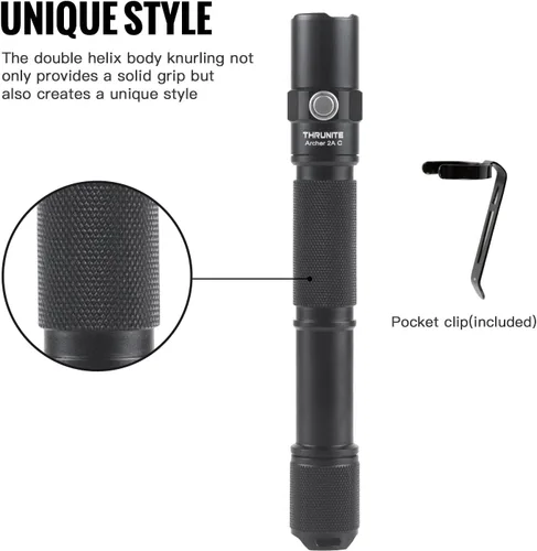 Miniatura 9 de ThruNite Archer - Linterna recargable LED 2A C, linterna AA de alto 1000 lúmenes con USB-C, linternas brillantes de doble interruptor para camping