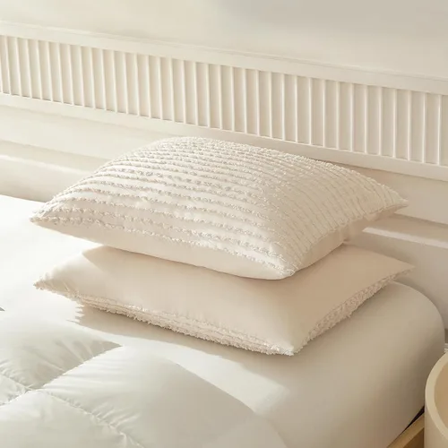 Miniatura 5 de WARMDERN - Fundas de almohada beige tamaño queen, fundas de almohada estándar, juego de 6 fundas de almohada de microfibra suave, textura boho