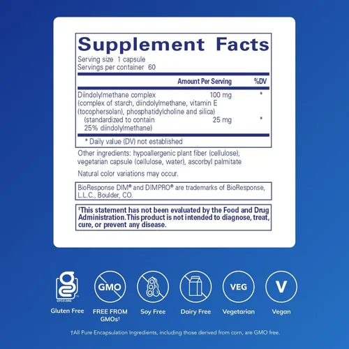 Miniatura 2 de Pure Encapsulations DIMPRO 100 - Suplemento de diindolilmetano - para la salud de los senos, cuello uterino y próstata - Sin gluten y vegano - 60