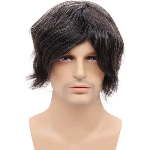 Miniatura 2 de Toupee - Sistema de reemplazo de cabello humano virgen europeo de 7 x 9 pulgadas para hombre, postizo de encaje mono con poliuretano duradero 1B