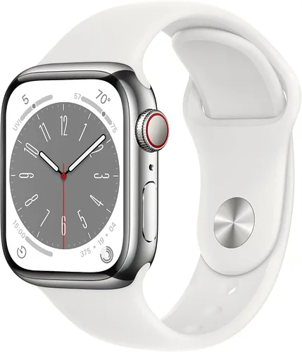 Miniatura 11 de Apple Watch Series 8 [GPS + Celular 45mm] Reloj inteligente con caja de aluminio plateado y correa deportiva blanca - S/M. Rastreador de fitness