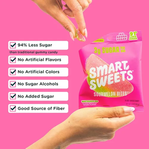Miniatura 4 de SmartSweets Sourmelon Bites Minis Snack Pack 0.78 onzas (paquete de 8) Caramelos de gomita agria bajos en azúcar y calorías Snacks saludables