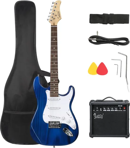 Miniatura 12 de GLARRY Guitarra eléctrica de tamaño completo para principiantes amantes de la música con amplificador de 20 W y paquete de accesorios para guitarra