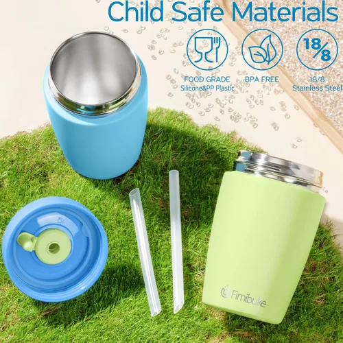 Miniatura 4 de Fimibuke Vasos para niños y niños pequeños, a prueba de derrames, 12 onzas, con aislamiento Capybara, vaso de paja para niños pequeños, botella