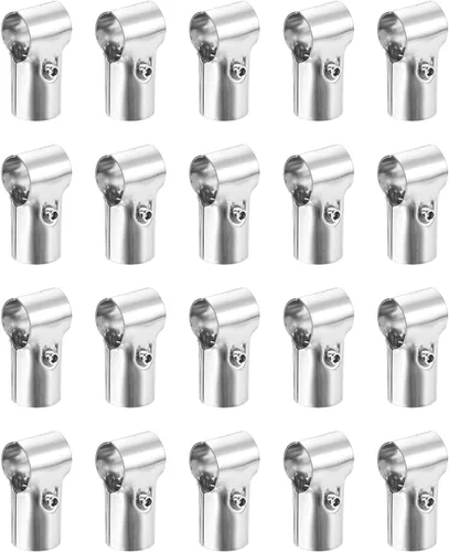 Miniatura 9 de uxcell Conector de tubería estructural, abrazaderas de tubería para juntas de 180 grados, 2 vías, 10 juegos de rieles de esquina de acero inoxidable