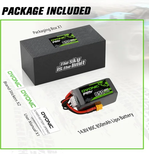Miniatura 6 de OVONIC 4S Lipo Batería 80C 850mAh 14.8V Lipo Batería con XT30 Conector para RC FPV Racing Drone RC Avión Helicóptero Quadcopter