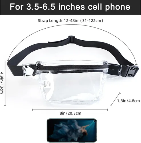 Miniatura 4 de TINYAT - Cangurera transparente pequeña aprobada para el estadio para mujeres, bolsa de cinturón transparente impermeable para conciertos, deportes