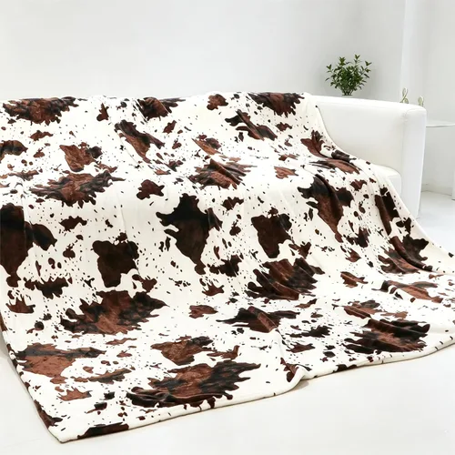 Manta para cama y sofá tamaño King con estampado de vaca - Manta con estampado de vaca tamaño King, extra grande, suave y acogedora, cobijas de