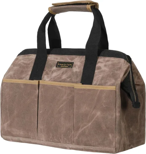 Miniatura 13 de Bolsa Portaherramientas, Bolsa de Herramientas de Lona Encerada Resistente de 13 Pulgadas de Boca Ancha, Bolsa de Herramientas de Parte Superior