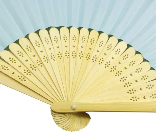 Miniatura 4 de Woohome 15 abanicos plegables de papel azul claro ventilador de bambú para baile, parte, picnic, regalo de fiesta de boda, decoración de boda