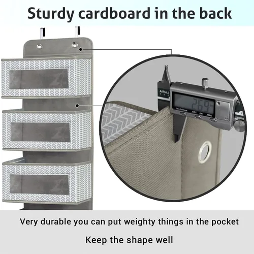 Miniatura 7 de Organizador para colgar sobre la puerta con 5 compartimentos grandes, accesorio de almacenamiento para colgar de pared o despensa; el frontal