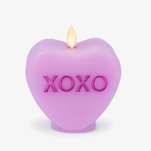 Luminara Candy Heart XOXO Vela de Orquídea Pastel - Sin Llama, Llama Real, Romántica, Funciona con Pilas, Decoración LED - Colección del Día de San