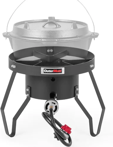 Miniatura 2 de OuterMust Quemador de propano para estufa de gas con regulador y agujeros trenzados de hierro fundido (individual) para cocinar al aire libre