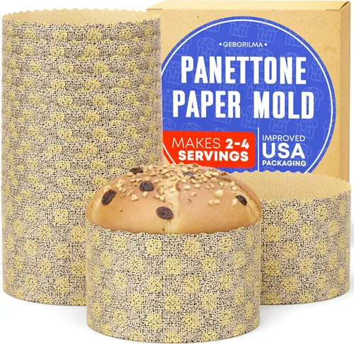 Miniatura 18 de Molde de papel para panettone premium mediano - 18 oz Molde desechable para panettone de 5 pulgadas 500 g - 12 unidades de formas para hornear paska