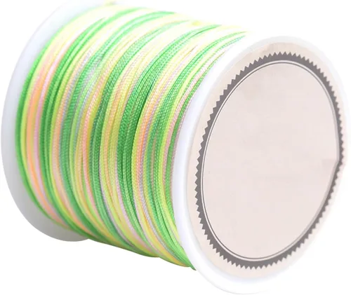 Miniatura 26 de Cordón de nailon para cuentas de 164.0 ft x 0.031 in, hilo de raso satinado de nailon trenzado para manualidades de macramé Mezcla de amarillo 1