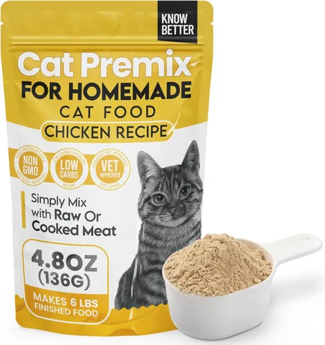 Know Better Mezcla Premium de Receta de Pollo para Comida Cruda o Cocida para Gatos - Suministros Naturales Mezcla de Comida con Taurina para Gatos